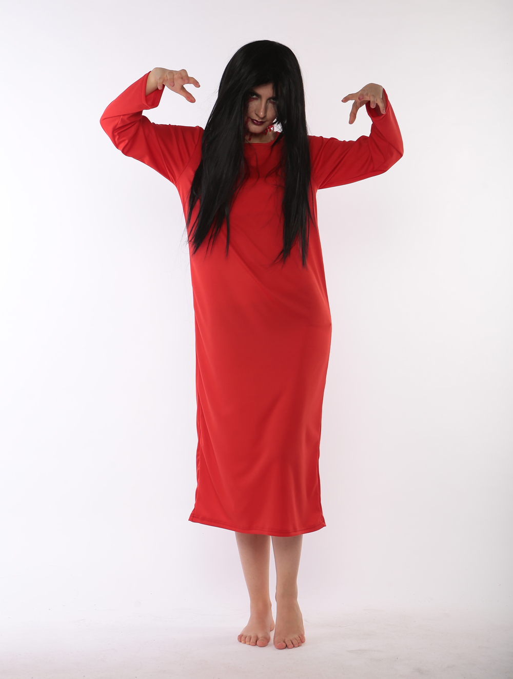 F1717-2 red Japanese scary movie Sadako costume